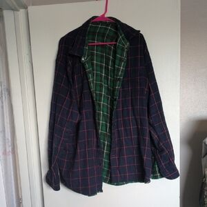 Tommy Hilfiger Navy and Green Plaid Button Down Shirt